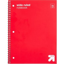 up up Spiral Notebook Wide Ruled 1 Subject 70 Pages Red 3 Hole Punched