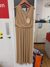 BNWT Jolie Moi Nude Plunge Front Wrap Maxi Dress Size 18