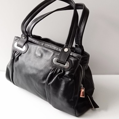 Debenhams Jasper Conran weiche Echtleder Handtasche Schultertasche schwarz 35/20/9 cm
