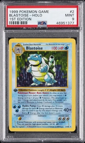 1999 POKEMON BASE SET 1ST EDITION #2 BLASTOISE-HOLO PSA 9