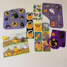 Vintage Gibson Hallmark  Halloween Stickers Bears Witches Monsters  More