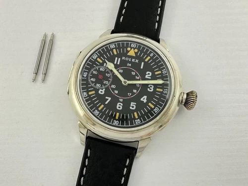 Rolex Lever Laco Aviator Luftwaffe Pilots WW2 Old Swiss Silver Chronometer Watch