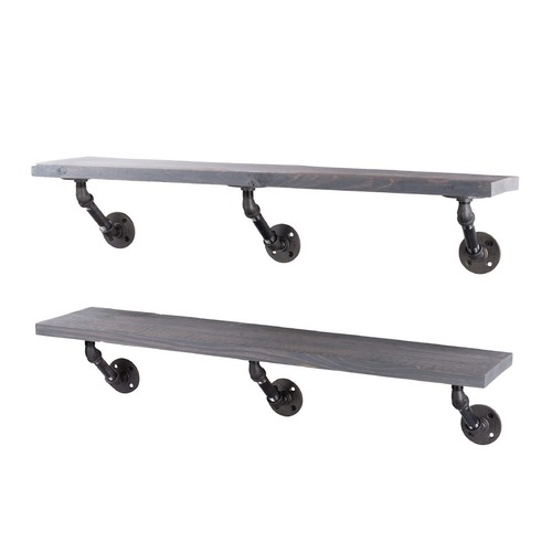 RESTORE Riverstone Grey 36 in. Shelves with Angled Brackets - 第 1/7 張圖片