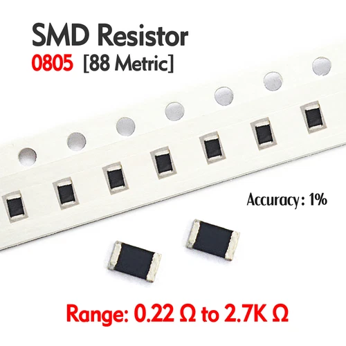 0805 SMD Surface Mount Chip Film Resistor 1% E88 Values Range 0.22R - 2.7K Ohm