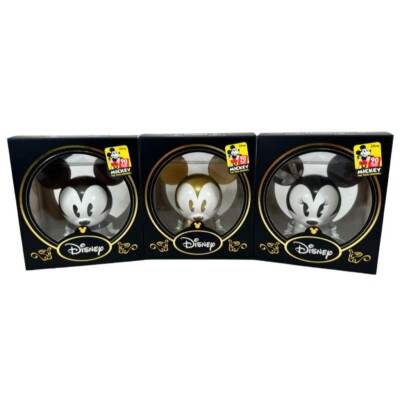 Disney SHORTS Vinyl Figure Lot of 3 GOLD MICKEY MOUSE MINNIE MOUSE