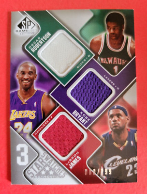Kobe Bryant JERSEY CARD #d80/299 Lebron James OSCAR ROBERTSON GAME USED SP STAR
