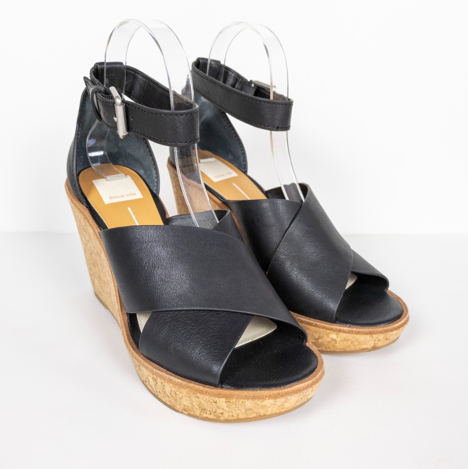 APL DOLCE VITA Sandali donna neri in pelle sughero urbano con zeppa e tacco 9 5