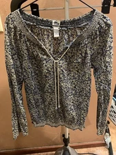 Women's Lucky Brand Print Boho Type Top Small S Lightweight John Robshaw