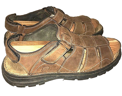 SKECHERS Brown LEATHER Fishermen Sandals Men SIZE 11 SAVE  display picture 3