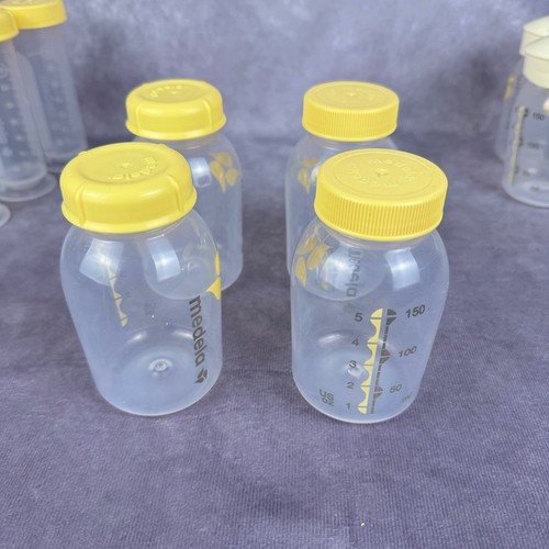 Medela Breast Milk Storage Bottles Lot Baby Feeding w/ 6 Labeling Lids Day Week - Picture 8 of 8
