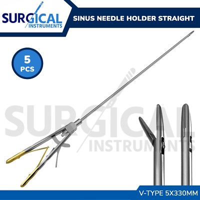 5 Pcs Sinus Needle Holder Set V Type 5 X 330mm Laparoscopy Endoscope Forceps