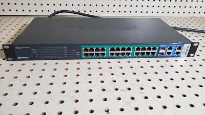 TRENDnet TPE-224WS Web Smart PoE Switch ** No Power Cord * TESTED **