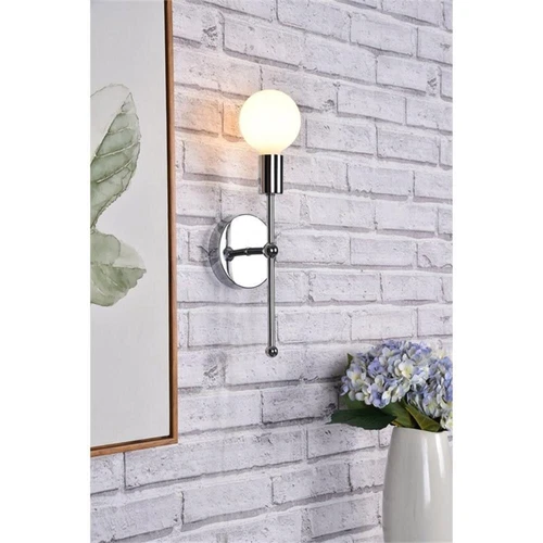 Living District Keely 1-Light Mid-Century Metal Wall Sconce in Chrome - Picture 2 of 7