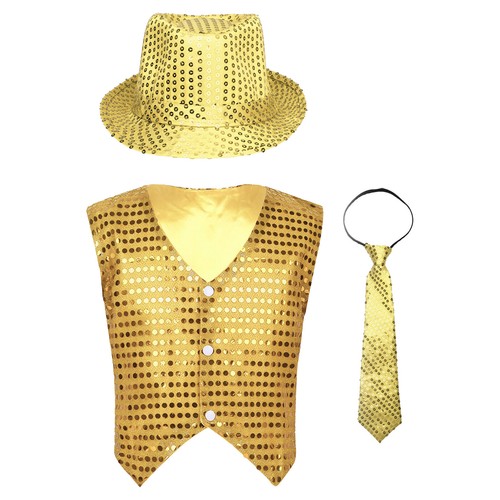 Kids Sequin Waistcoat Fancy Vest Tops Hip-hop Jazz Dance Stage Performance - Picture 25 of 77