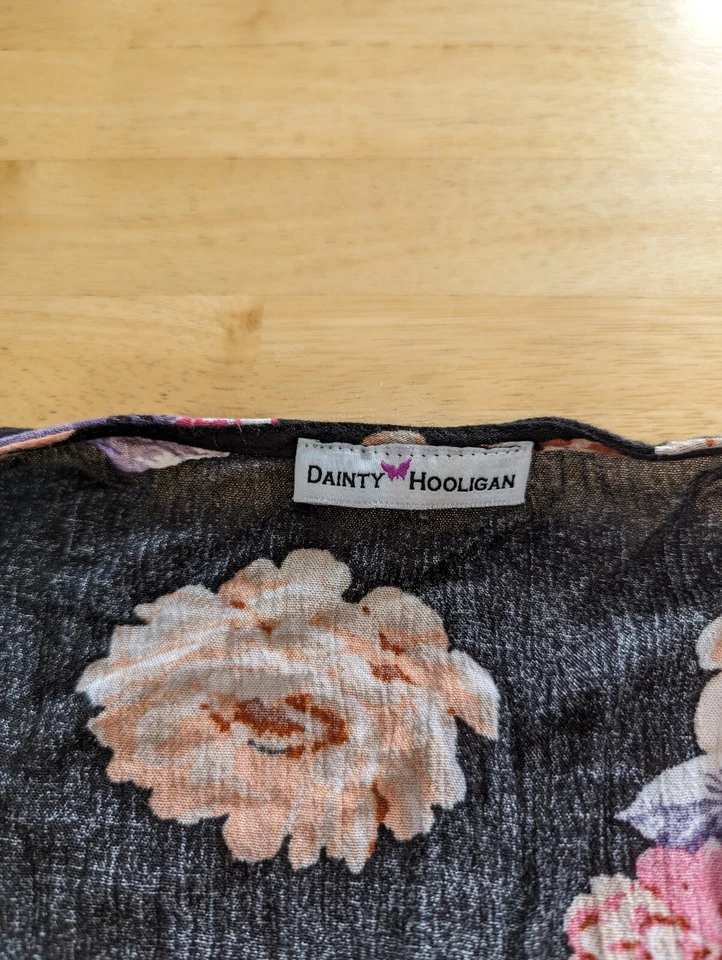 Mujer Delicado Hooligan Negro Floral Cárdigan Blusa Talla S Foto 2 de 4