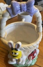 Collectible M&M Ceramic Easter Basket FTD Flower Pot Candy Dish