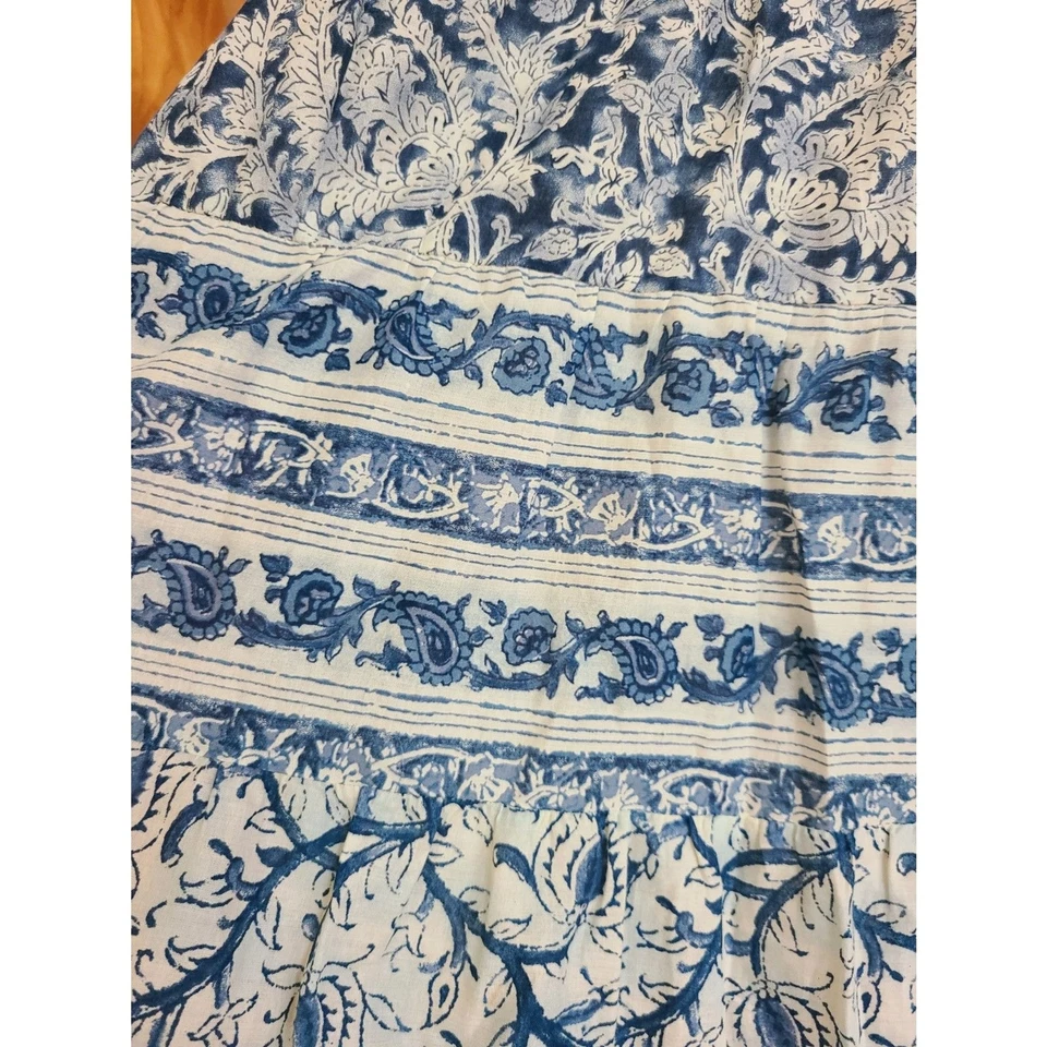 Handmade 100% Cotton Floral Tiered Peasant Skirt Sz 8 Lined Feminine Beachy M - Image 2 of 4