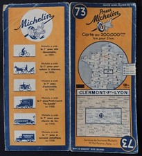 Carte MICHELIN 73 CLERMONT-FERRAND LYON 1945 Guide Bibendum pneu tyre map