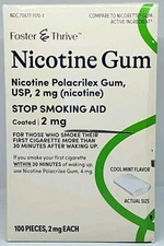 Foster & Thrive Nicotine Gum 2 mg Cool Mint Flavor 100 Count New Exp. 03/2026