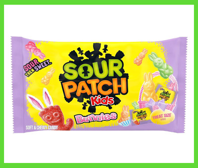 SOUR PATCH KIDS Bunnies Soft & Chewy Easter Holiday Candy - 18 Snack Packs