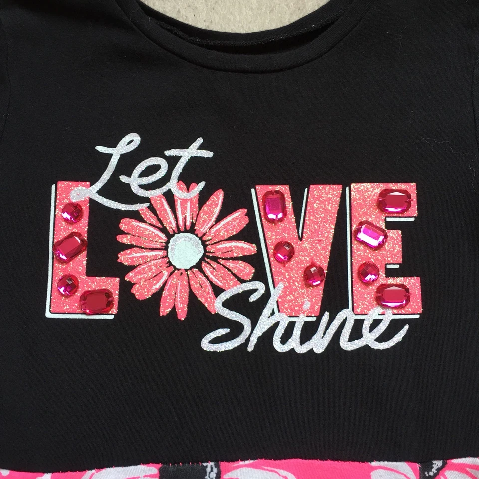 Guess & Justice Girls Dresses Size 7/8, Blue Denim, Black & Pink Floral Gems - Image 3 of 4