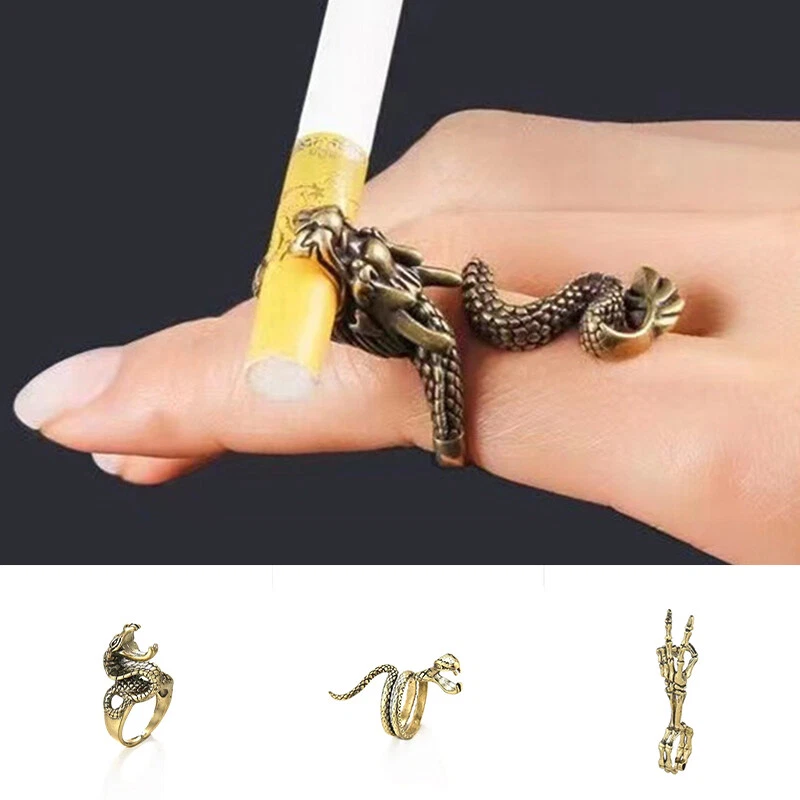 Creative Metal Smoker Finger Clip Cigarette Holder Dragon Ring Rack Men Gift