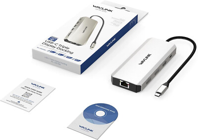 WAVLINK Displayport Docking Station with Dual DP, HDMI, 100W PD in, 10Gbps USB C