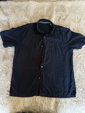 Tommy Bahama Polo Shirt Black Short Sleeve Silk/cotton Men M