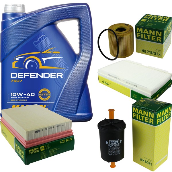 Mann Inspektionspaket 5L Mannol Defender 10W-40 FüR Peugeot 307 1.6 16V 2.0 1.4-image