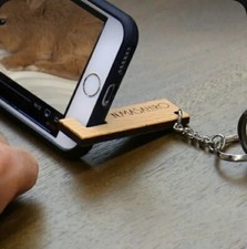 Custom Name Print Wooden Keychain With Phone Holder
