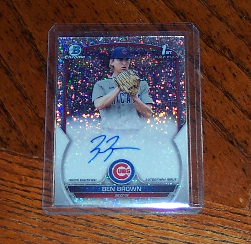 2023 Bowman Chrome 1st Auto Ben Brown Speckle 187/299 RC CUBS Prospect Rookie