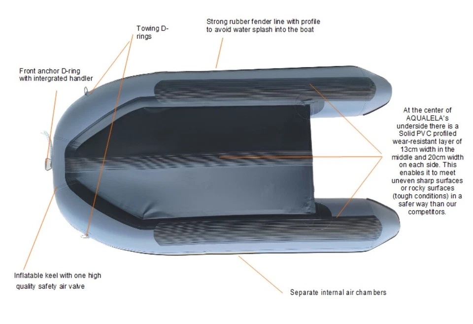 Schlauchboot Ruderboot AQUALELA 230 Alu Boden Paddelboot Gummiboot rot RIB - Bild 3 von 4