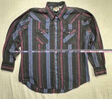 Vintage ELY Cattleman Pearl Snap Western Shirt XL 90s Cowboy Stripe GUC