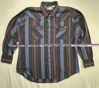 Vintage ELY Cattleman Pearl Snap Western Shirt XL 90s Cowboy Stripe GUC