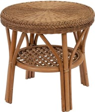 Rattan-Tisch &Oslash; 56 cm/Beistelltisch Rund/Couchtisch/ Kaffeetisch (Vintage Braun)