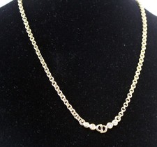 Christian Dior CD Logo Gold Tone Rhinestone Chain Necklace Accessories Used