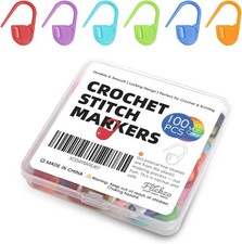 100PCS Crochet Stitch Markers by Flickzo Locking Multicolor