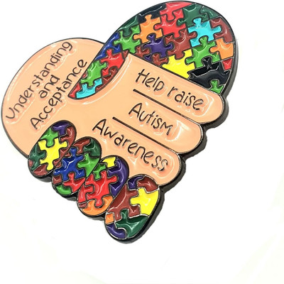 Metall-Anstecknadel mit Aufschrift ''Help Raise Autism Awareness Understanding &