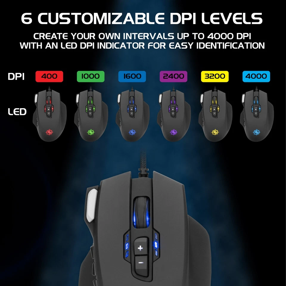 ENHANCE Theorem 2 MMO Gaming Mouse with 13 Programmable Side Buttons - Image 3 of 4