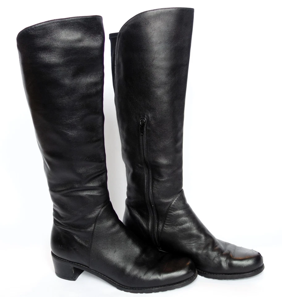 BOTAS DE MONTAR STUART WEITZMAN de colección altas de cuero negro para mujer 9 se adapta a 9,5 España Foto 3 de 4