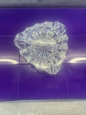 Vintage Triangular Glass Ashtray With Pattern Vtg Clear Cigarette