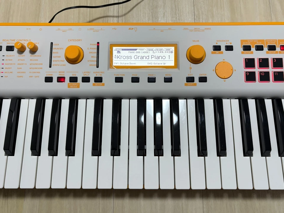 Korg Kross 2 Gray Orange 61-Key Keyboard Synthesizer with Soft Case and Adapter - Image 4 of 4