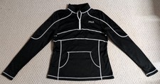 Fila Sport Womens Medium 1/4 Zip Pullover Top Sweatshirt Black L/S Thumb Holes25