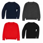 Kids V Neck School Jumper Pure Cotton Knitted Sweater School Uniform Pullover