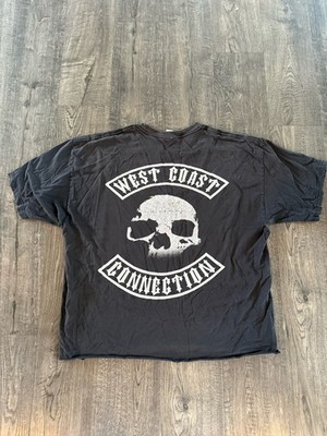 West Coast Connection Skull Graphic Black Men's T-Shirt Short Sleeve XL cropped