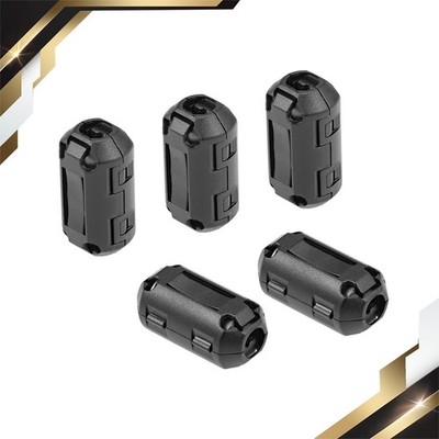 5Pcs 7mm Ferrite Cores Ring Clip-On RFI EMI Noise Suppression Filter Cable Black