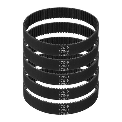 170mm GT-2 Timing Belt, 5pcs 9mm Width 2mm Pitch 3D Printing Closed Loop, Black
