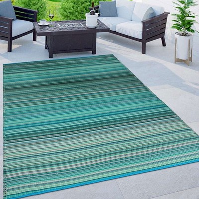 Rugshop Indoor Outdoor Rugs Stripe Reversible Plastic Outdoor Carpet for Patio