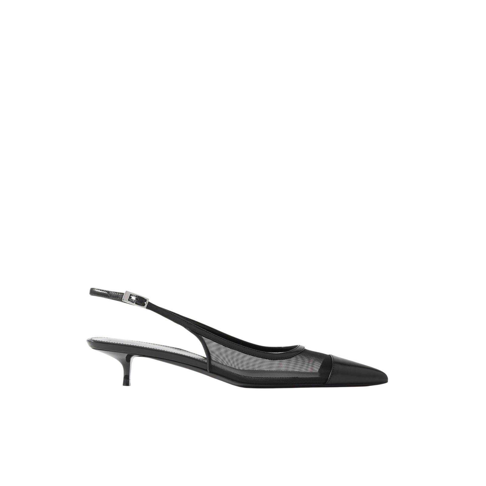 Saint Laurent nuove con scatola Oxalis décolleté a rete con rifiniture in pelle nere taglia 39 5