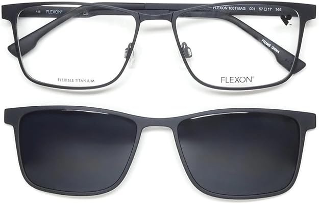 NEW Flexon Eyeglasses w Clip-On Sunglasses FLX 1001 MAG-SET 001